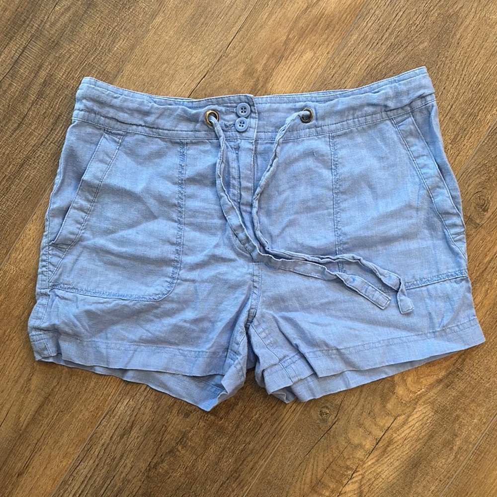 Sigrid Olsen Women’s Size 4 100% Linen Sky‎ Blue Drawstring Shorts